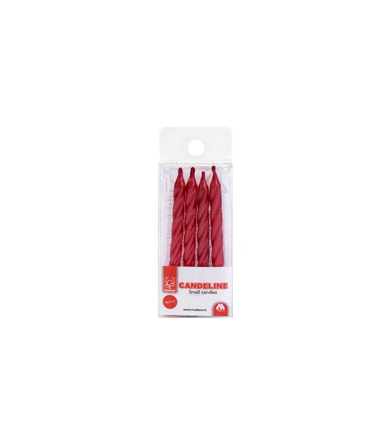 CANDELE PERLATE ROSSE H 6,5 CM 