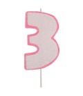 CANDELE CON GLITTER PROFILO ROSA