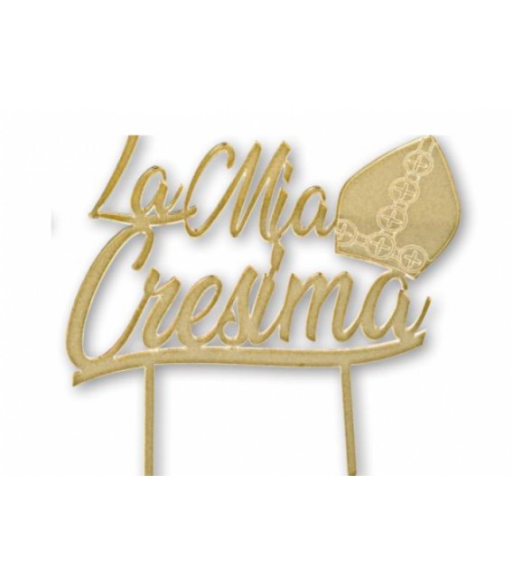 CAKE TOPPER PLASTICA SCRITTA LA MIA CRESIMA