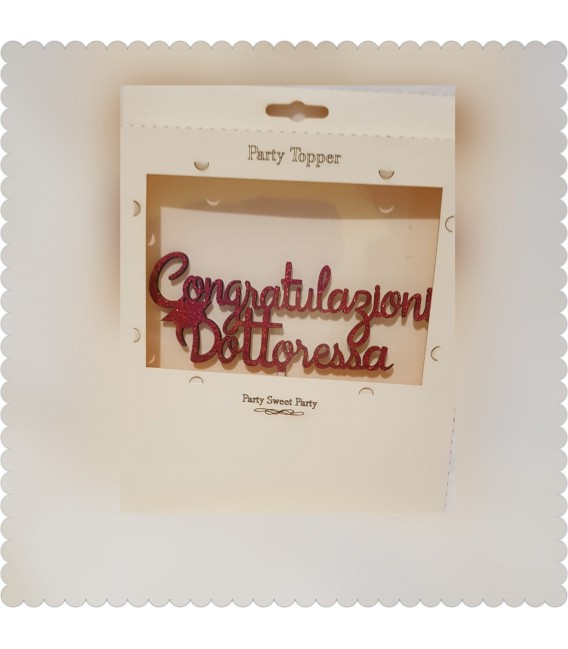 CAKE TOPPER LEGNO  CONGRATULAZIONI DOTTORESSA