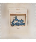 CAKE TOPPER LEGNO GLITTER AZZURRO SCRITTA IL MIO BATTESIMO